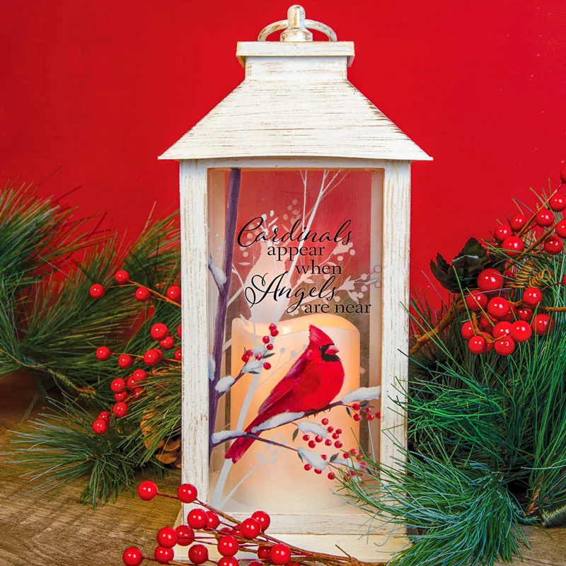 Cardinal Lantern w/LED Candle