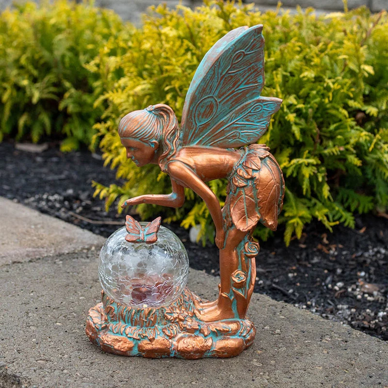 Fairy with Solar Crackle Glass Ball